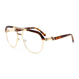 Twin Bridge Metal Acetate Combination Eyeglass Frames-4