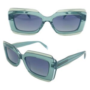 Women's Large Frame Acetate Laminated Sunglasses NSA24086 C6 54-17-145