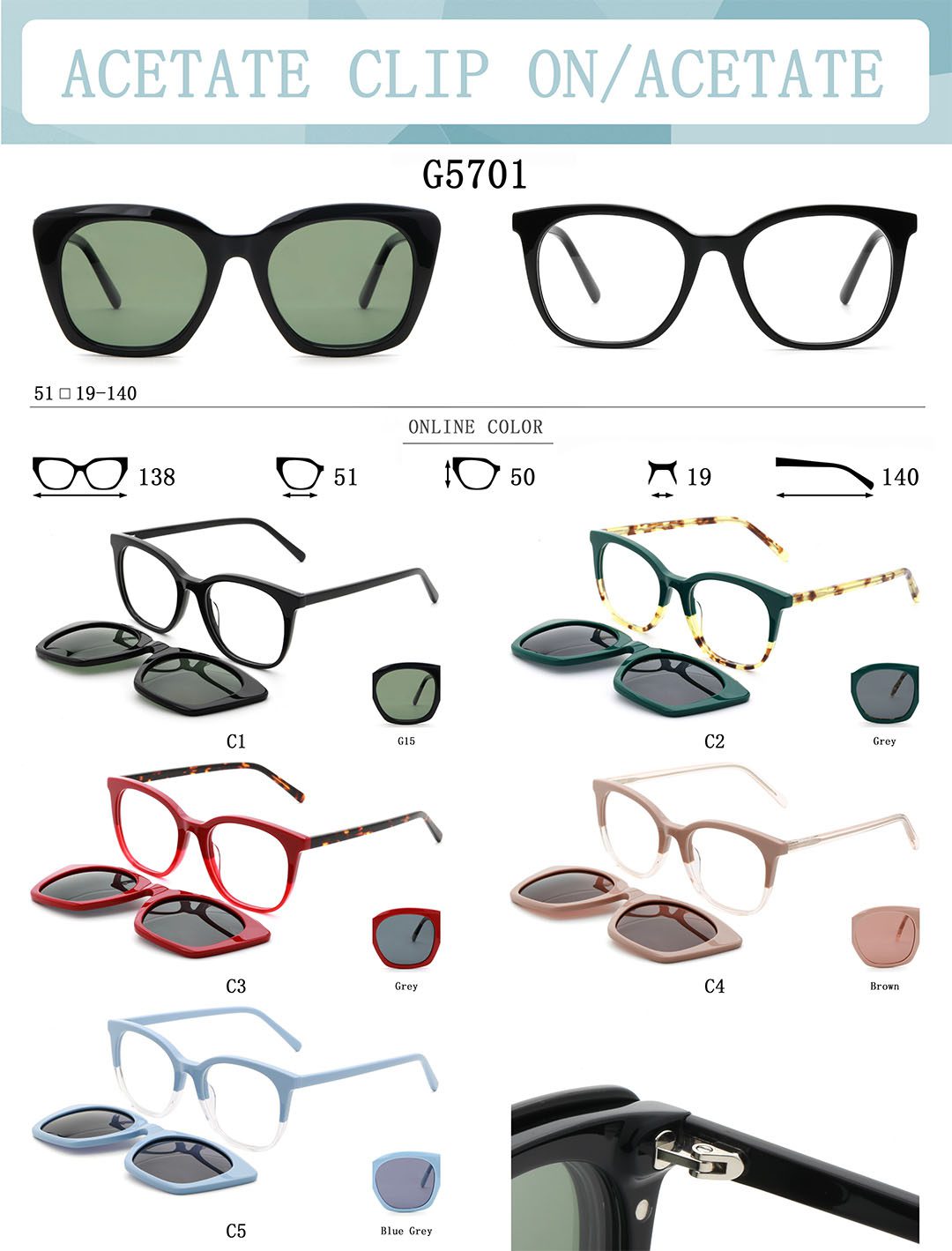 Sunglasses Clip-on Set G5701 Detail Shooting