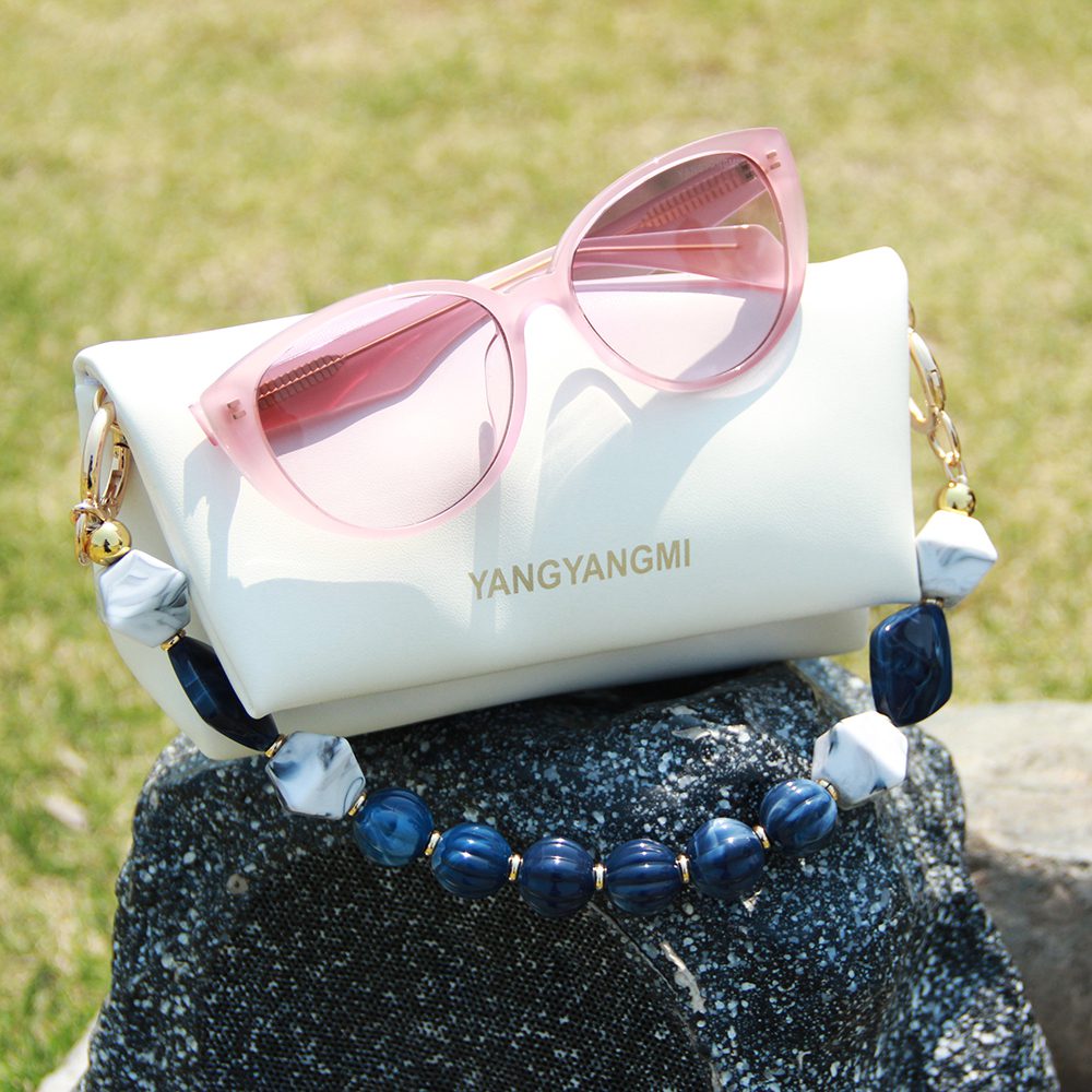 Premiere Nylon Polarized Cat Eye Acetate Women's Sunglasses, Pink, White Sunglasses Bag