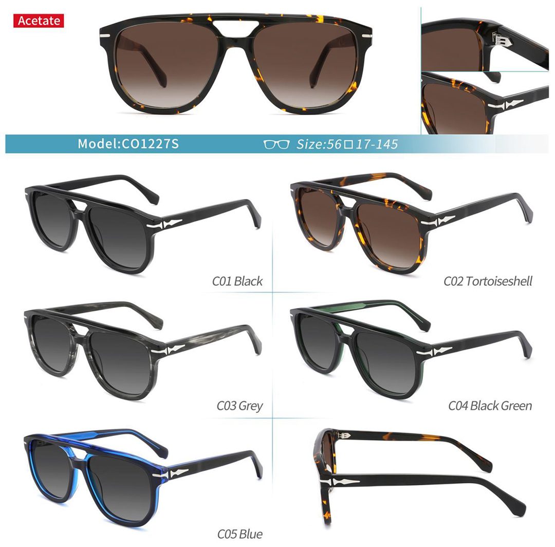 Acetate Sunglasses CO1227S Details, Silver Hardware, Black, Tortoiseshell, Grey, Black Green, Blue