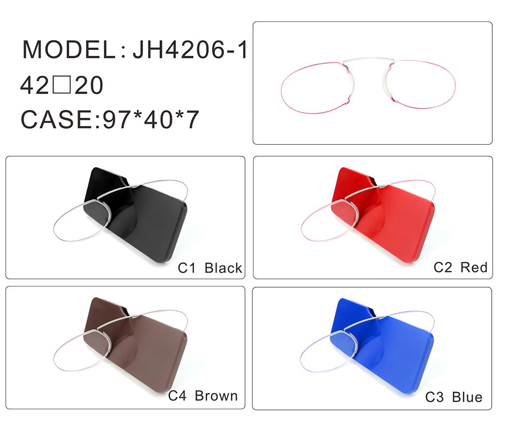 Nose Clip Glasses - JH4206-1 - Reading Glasses - No Temple Arms - Detail - Colors