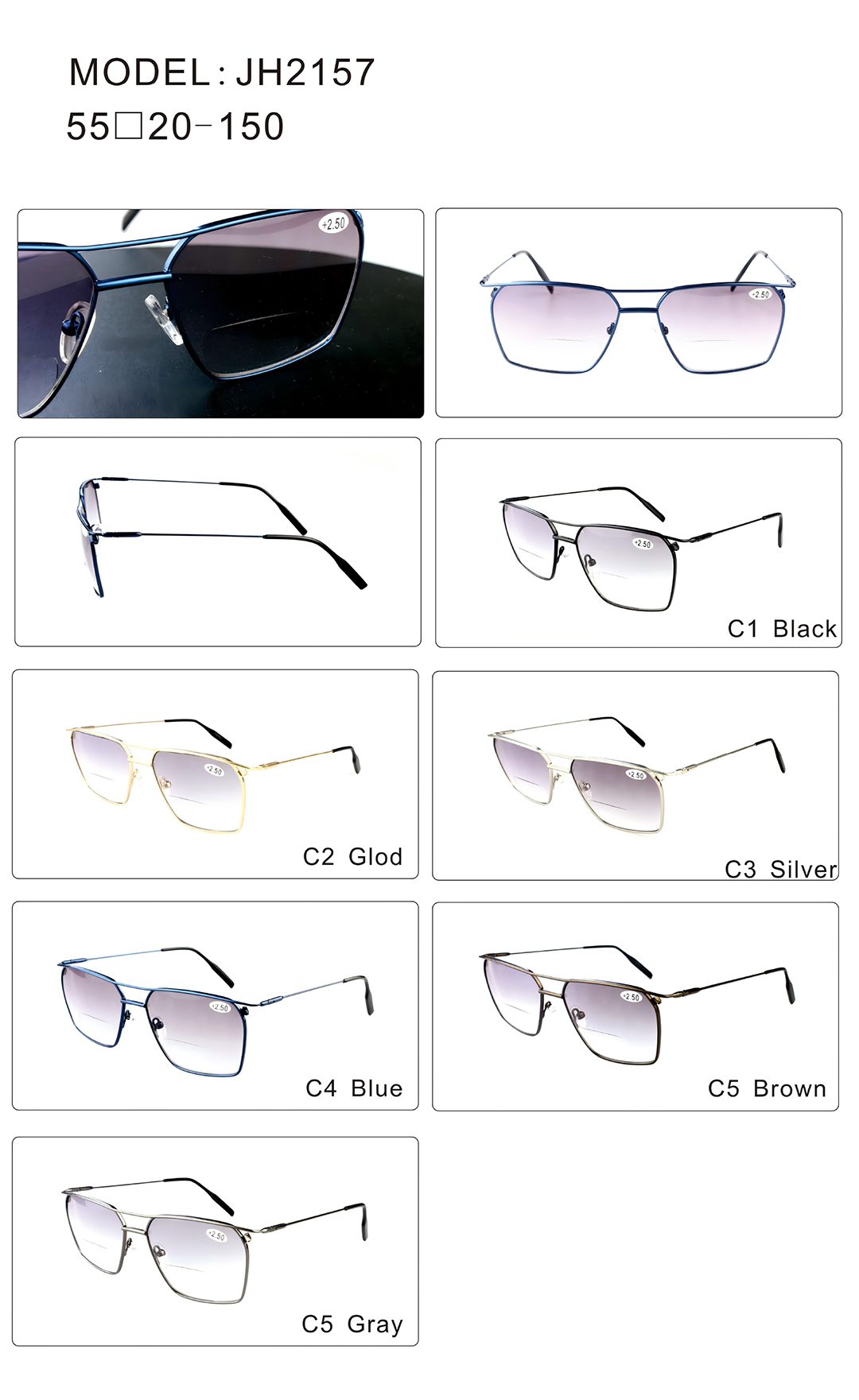 Polarized Reading Glasses - JH2157 - Polarized Reading Sunglasses - Detail - Colors