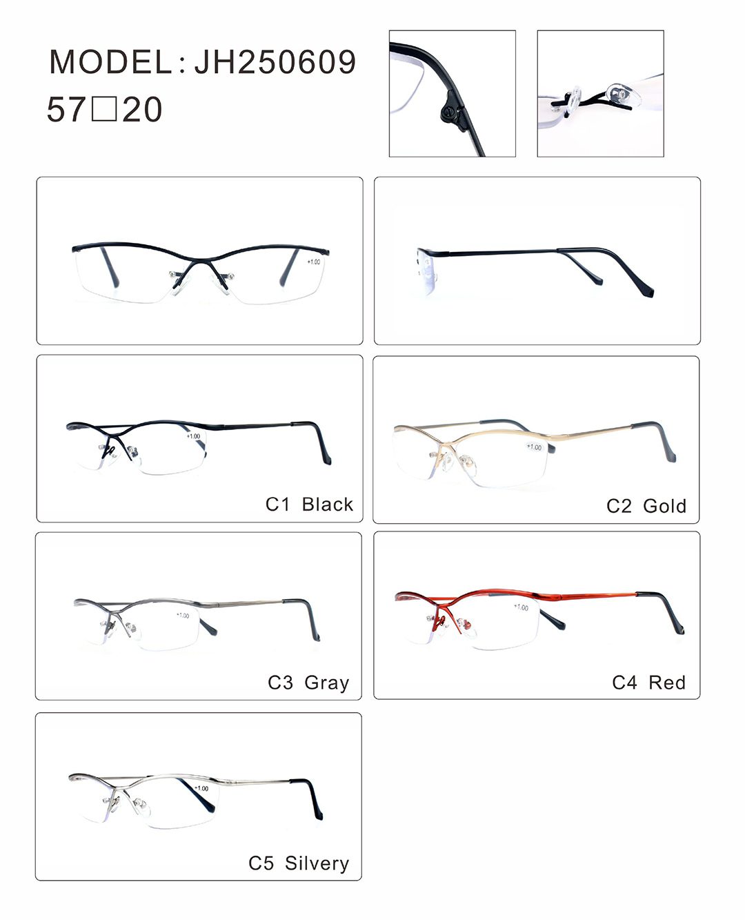 Reading Glasses - JH250609 - Brownline - Metal Frame - Product Detail - Colors