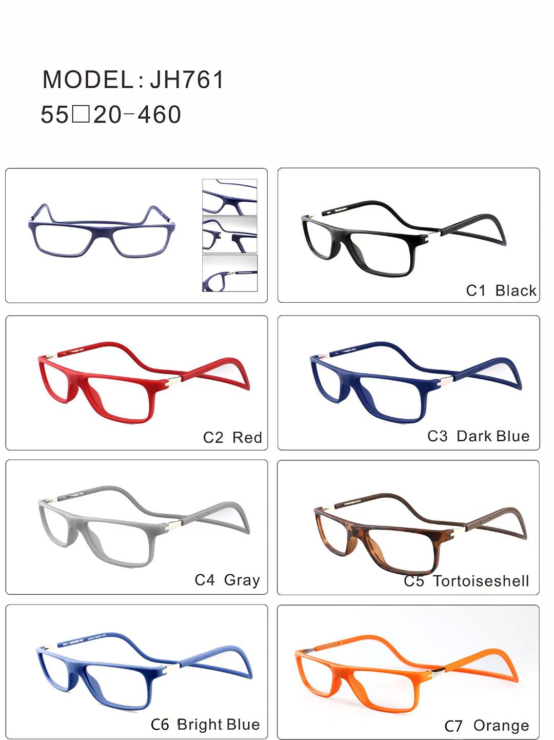 Reading Glasses - JH761 - Magnetic - Detachable - Eyeglass Cord