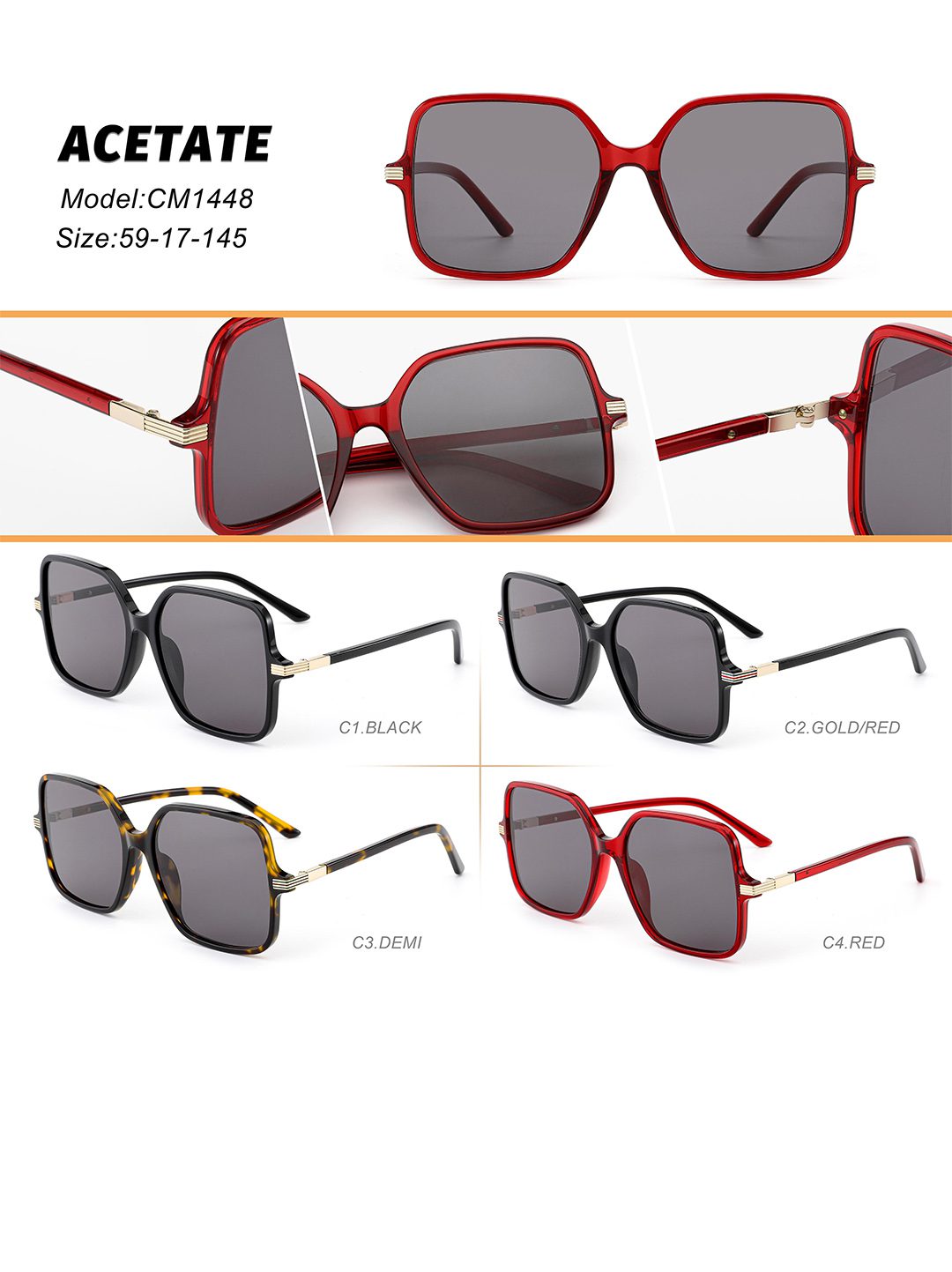 Bowtie Oversized Sunglasses 001448 - Detail Display