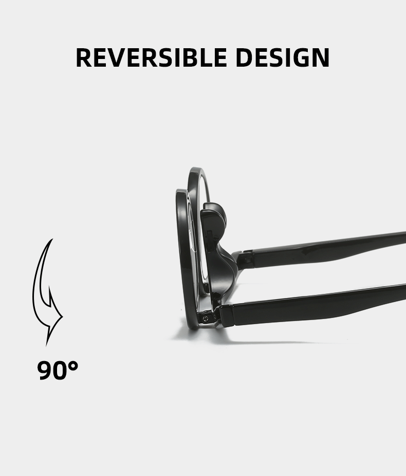 Reading Glasses 90-degree Flip Dwon or Reversible Showcase