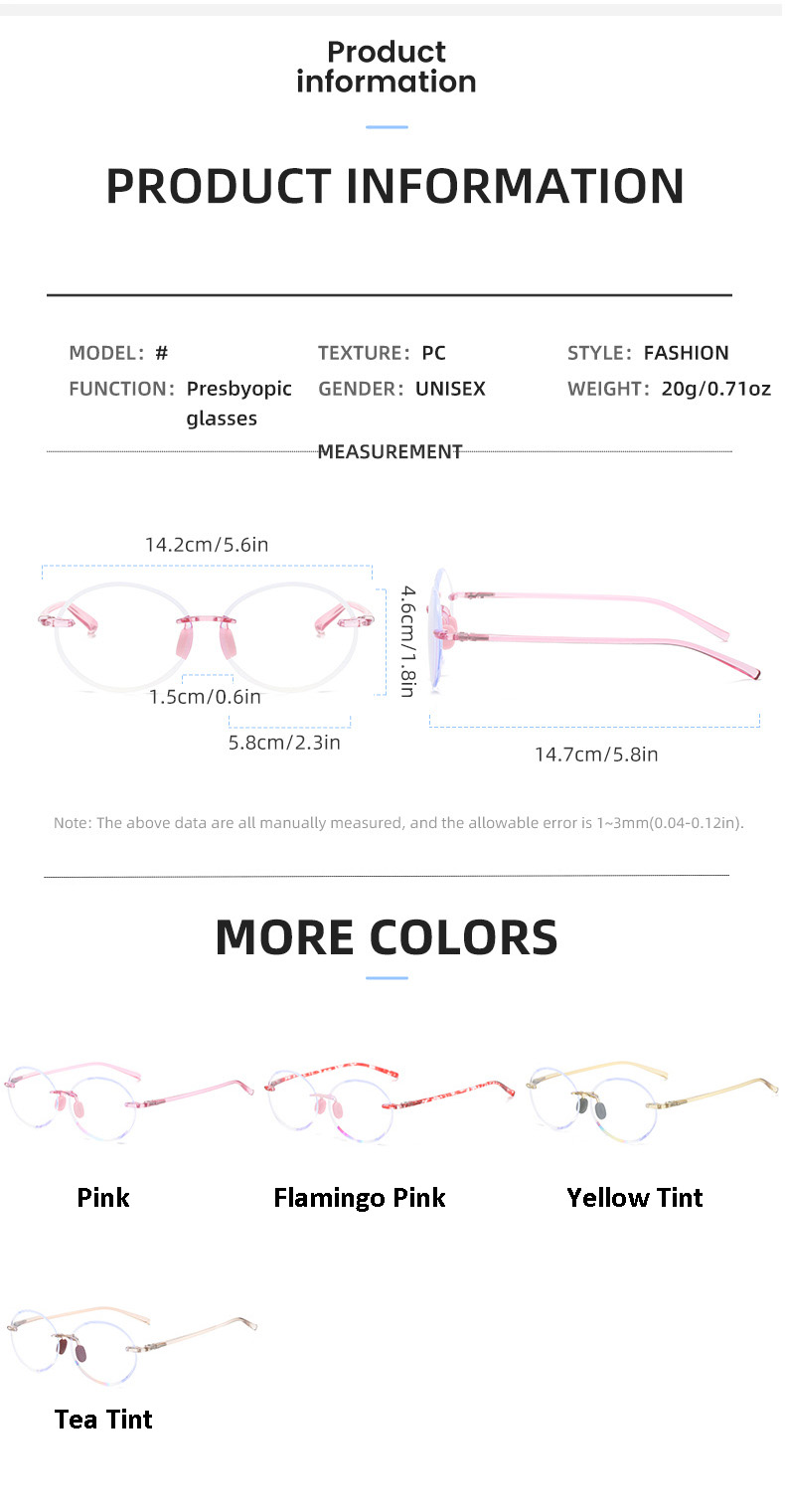 Rimless Reading Glasses 2026652 Product Information