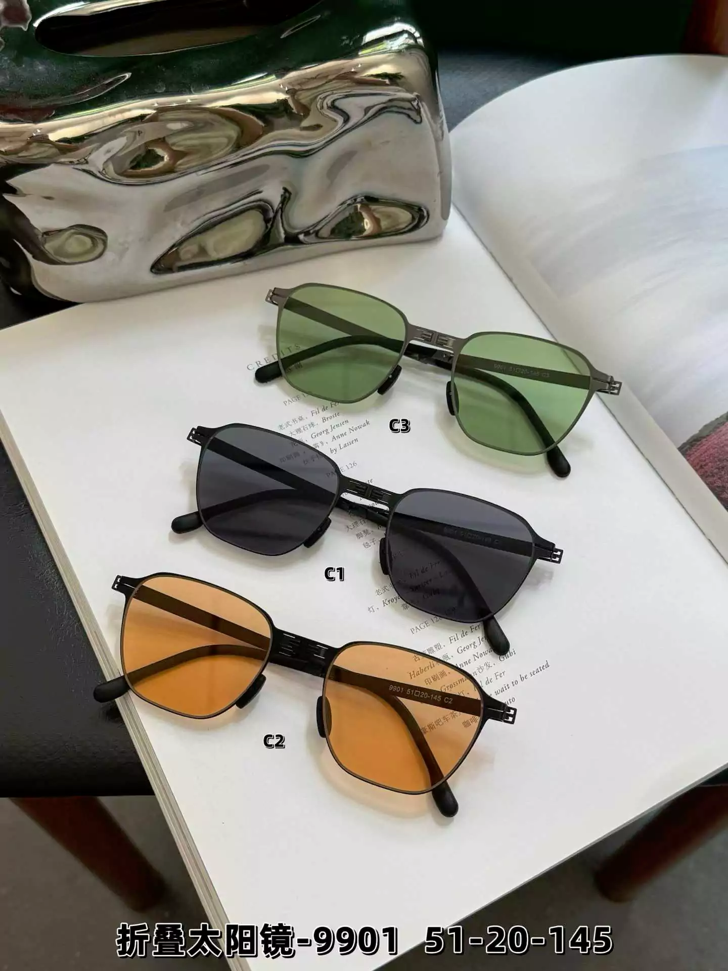 Stainless Steel Folding Sunglasses 9901-C1-C2-C3
