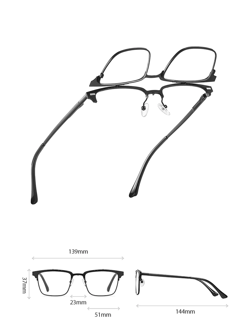 Clip-On Reading Glasses - 301800 - Fip Up View - Size