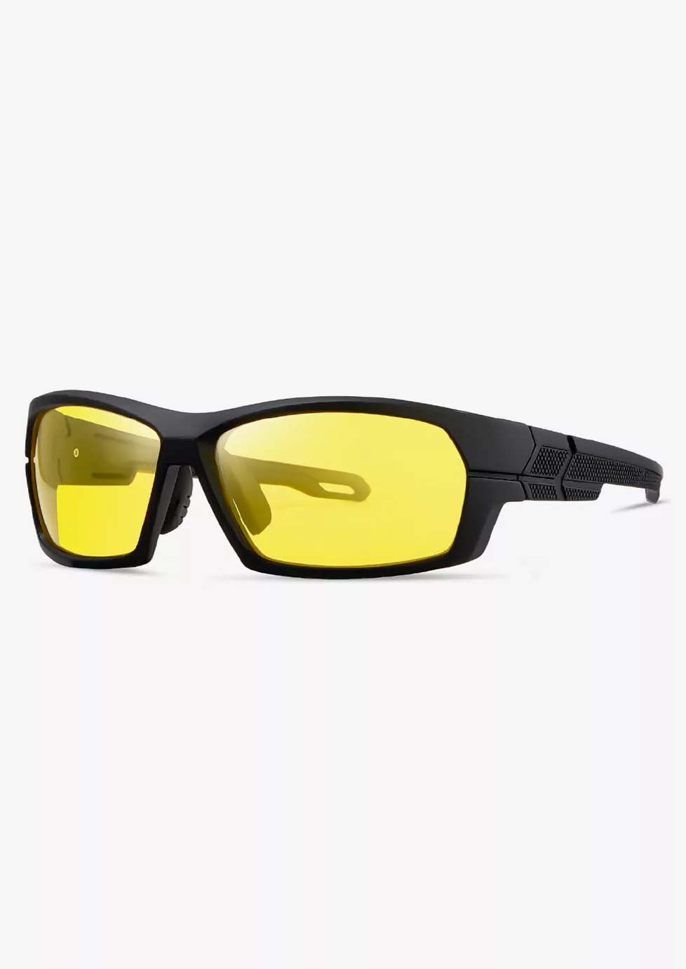 Curved Sunglasses 2618202 - Black Frame - Night Vision Temple - Rubber Nose Pad - C3