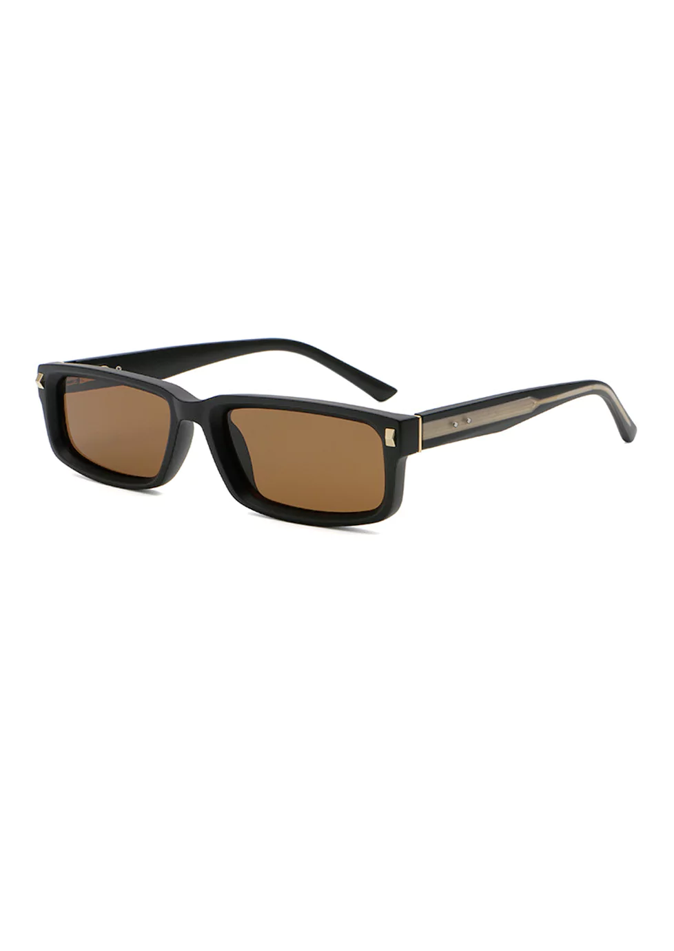 Sunglasses S309812-C2, Black, Tawny Polarized Lenses, Rectangle