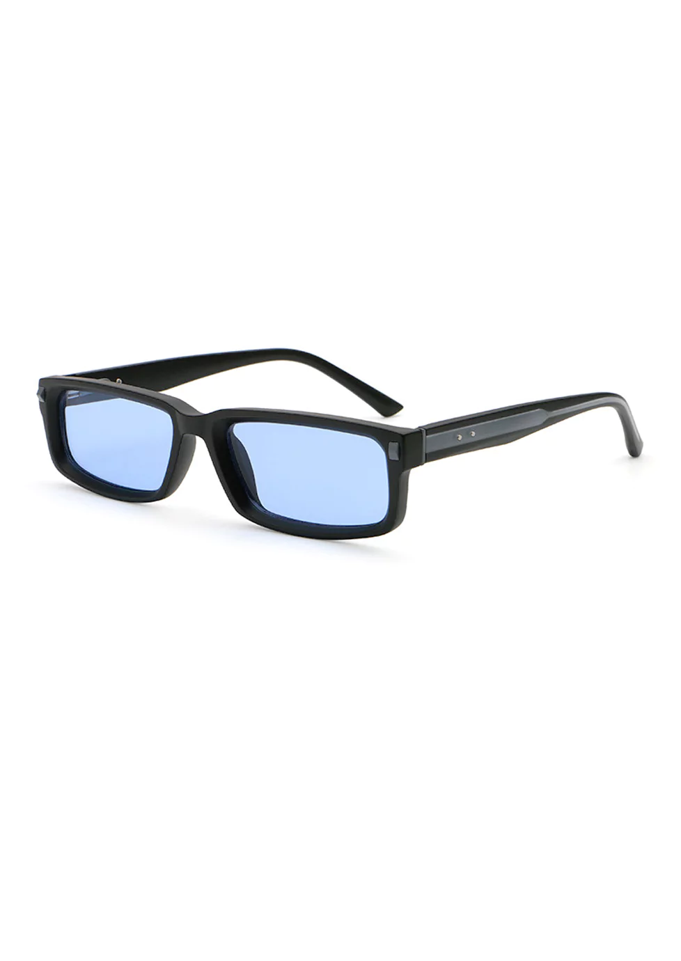 Sunglasses S309812-C3, Matte Black, Blue Polarized Lenses, Rectangle